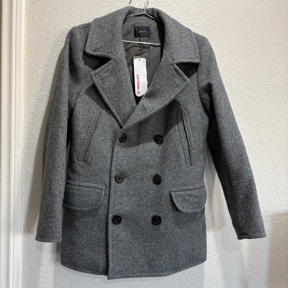 J.Crew Women's  Dock Peacoat Primaloft Wool Blend Grey H0485 Size XS NWT